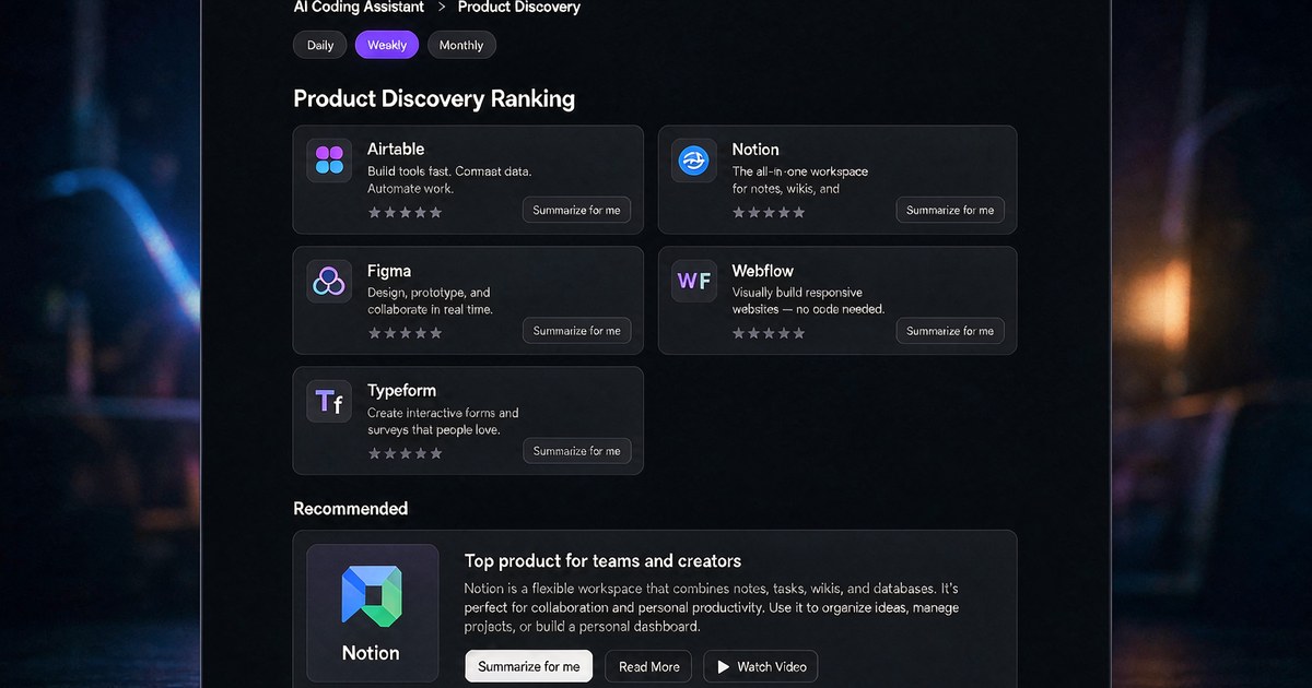 图：让 TRAE 通过浏览器控制查看 Producthunt 日榜 / 周榜 / 月榜（示意图，非真实截图）